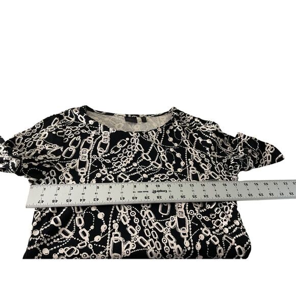 Rafaella Black White Chain Print Dress Short Sleeve 100% Cotton Size Small - Picture 4 of 10